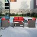 Patio Furniture, Outdoor Furniture, Seasonal PE Wicker Furniture, Four Set Wicker Furniture With Black Tempered Glass Coffee Table_maomaolike.com