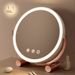 Makeup Mirror, Desktop, Rotatable Dressing Mirror, Creamy-style Smart Illuminated High-end Bedroom Vanity Mirror_maomaolike.com