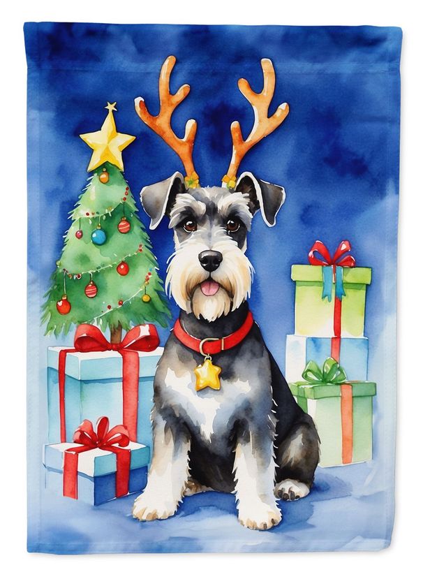 Schnauzer Christmas Reindeer House Flag Large Porch Sleeve Pole Decorative Outside Yard Banner Artwork Wall Hanging, Polyester, House Size, Multicolor_maomaolike.com