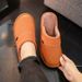Extra-large Slippers For Winter With Footbed Non-slip Sole Comfortable Fuzzy Soft Men's Warm Fleece Cozy Slides_maomaolike.com