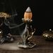 Creative Leaf Ornament Solid Vintage Lotus Pond Frog Artistic Holder Indoor Tea Ceremony Backflow Incense_maomaolike.com