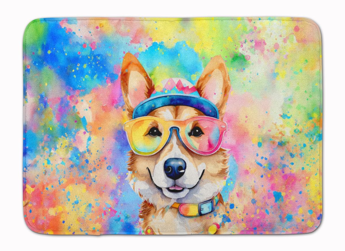 Corgi Hippie Dawg Memory Foam Kitchen Mat Machine Washable Anti-Fatigue Mat Cushion Comfort Bath Mat Or Kitchen Rug_maomaolike.com