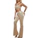 women's fashion sexy halter neck vest sequins slim fit flared trousers two-piece set_maomaolike.com