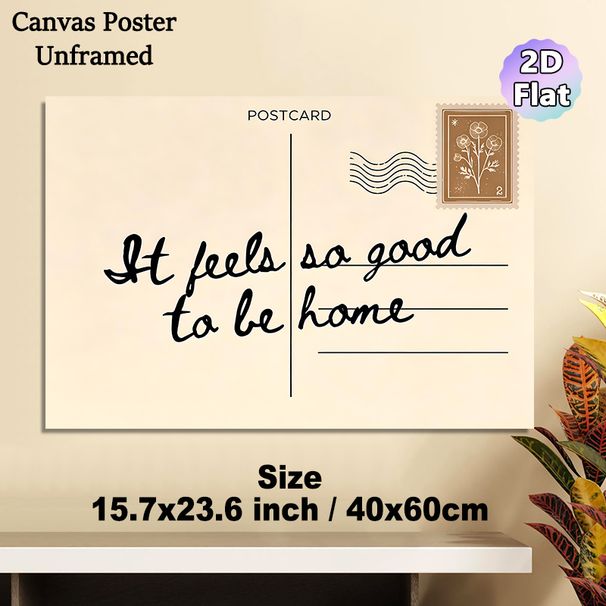 Home Quote Painting Poster, Warm Minimalist Handwritten Phrase With Floral Stamp Detail Poster, Delivers Cozy Comforting Vibe For Living Room, Bedroom_maomaolike.com