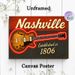 Nashville Guitar Painting Poster, Vintage Retro Style Poster With Neon-outlined Electric Guitar & Classic Lettering, Nostalgic Music-themed Decor For_maomaolike.com