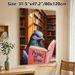 Pigeon Reading Book Painting Poster, Rich-toned Oil Painting Style Poster, Playful Quirky Literary Decor Ideal For Library, Study Room_maomaolike.com