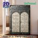 Ten Commandments Painting Poster, Vintage Stone-textured Religious Poster, Features Classic Ten Commandments Content, Suitable For Church, Home Prayer_maomaolike.com