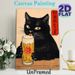 Black Cat & Beer Themed Painting Poster, Vintage Japanese Style Poster, Whimsical Black Cat Licking Beer Froth Design, Ideal For Home Bar, Living Room_maomaolike.com