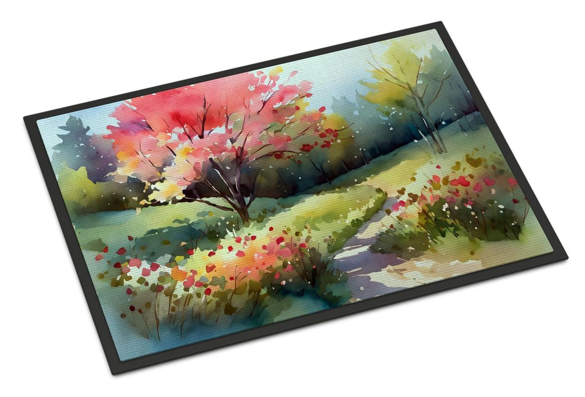 North Carolina Dogwoods In Watercolor Doormat Front Door Mat Indoor Outdoor Rugs For Entryway, Non Slip Washable Low Pile, 24H X 36W_maomaolike.com