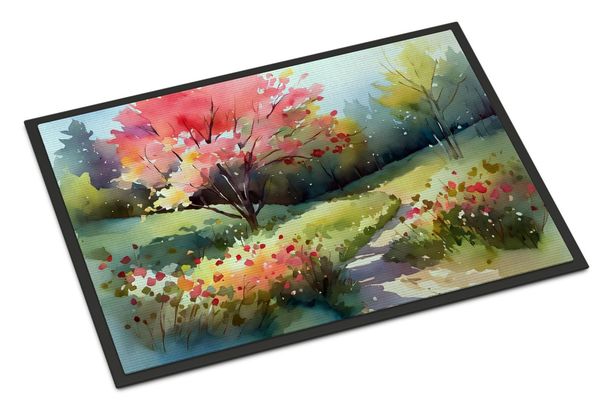 North Carolina Dogwoods In Watercolor Doormat Front Door Mat Indoor Outdoor Rugs For Entryway, Non Slip Washable Low Pile, 24H X 36W_maomaolike.com