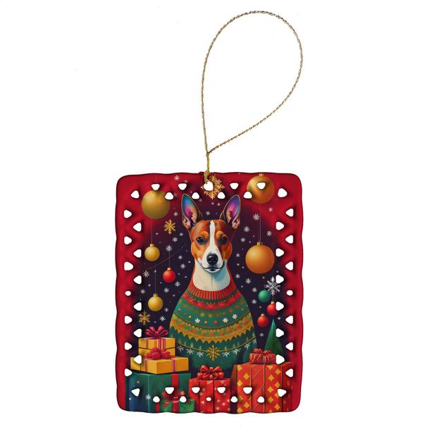 Basenji Holiday Christmas Porcelain Ornament Christmas Tree Hanging Decorations For Home Christmas Holiday, Rectangle, Gift, Multicolor_maomaolike.com