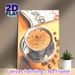 Coffee Themed Painting Poster, Watercolor-style Warm-toned Frothy Coffee In Metal Cup With Coffee Beans Poster, Brings Cozy Warm Ambiance, Ideal For_maomaolike.com