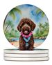 Labradoodle Luau Large Sandstone Coasters Pack Of 4 Absorbent Round Coasters Decor Gifts For Men Or Women, 4 In, Multicolor_maomaolike.com