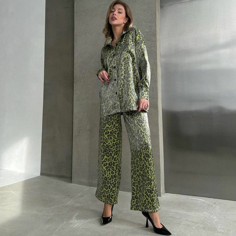 Women's clothing fashion casual suits for women leopard print spring ladies long-sleeved trousers women's clothing two-piece suit_maomaolike.com