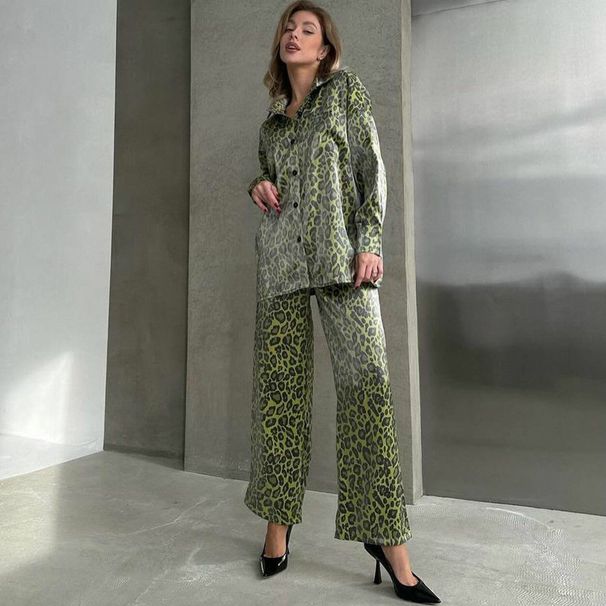 Women's clothing fashion casual suits for women leopard print spring ladies long-sleeved trousers women's clothing two-piece suit_maomaolike.com