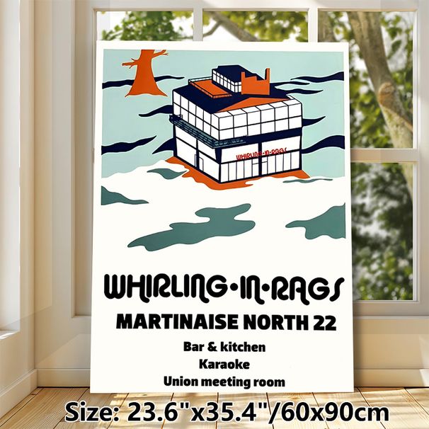 Whirling-in-Rags Building Painting Poster, Minimalist Cartoon Style Poster, Stylized Multi-function Venue Artwork, Ideal Themed Wall Decor For Home_maomaolike.com