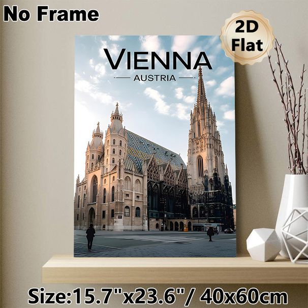 Vienna Austria Cathedral Painting Poster, Vintage-style Historic Cathedral With Decorative Roof Poster, Showcases Classic European Architectural_maomaolike.com