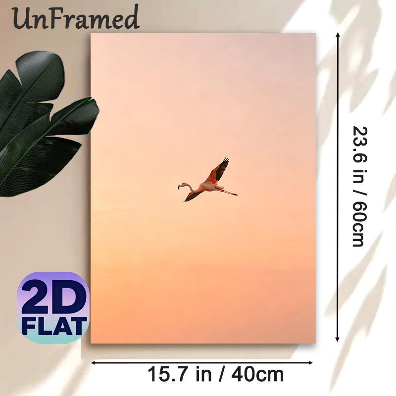 Flamingo Themed Painting Poster, Warm-toned Flying Flamingo Poster, Creates Serene Natural Atmosphere, Ideal For Living Room, Bedroom And Office Wall_maomaolike.com