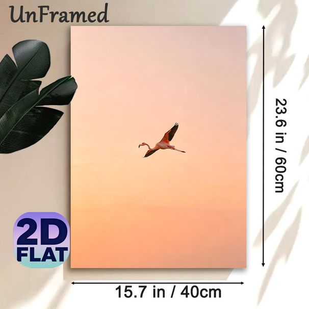Flamingo Themed Painting Poster, Warm-toned Flying Flamingo Poster, Creates Serene Natural Atmosphere, Ideal For Living Room, Bedroom And Office Wall_maomaolike.com