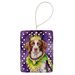 Brittany Spaniel King Of Mardi Gras Porcelain Ornament Christmas Tree Hanging Decorations For Home Christmas Holiday, Rectangle, Gift, Multicolor_maomaolike.com