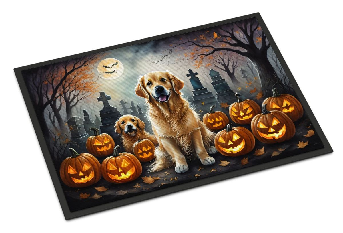 Golden Retriever Spooky Halloween Doormat Front Door Mat Indoor Outdoor Rugs For Entryway, Non Slip Washable Low Pile, 24H X 36W_maomaolike.com