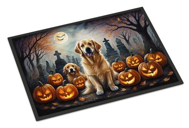 Golden Retriever Spooky Halloween Doormat Front Door Mat Indoor Outdoor Rugs For Entryway, Non Slip Washable Low Pile, 24H X 36W_maomaolike.com