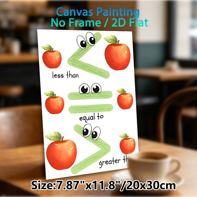 Math Comparison Symbols Painting Poster, Cheerful Cartoon-style Poster, Visual Learning Aid For Math Comparison Concepts, Ideal For Classroom And_maomaolike.com