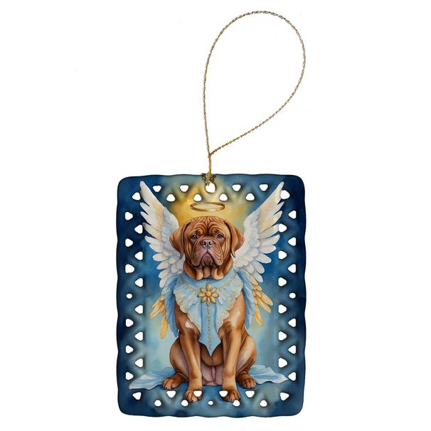 Dogue De Bordeaux My Angel Porcelain Ornament Christmas Tree Hanging Decorations For Home Christmas Holiday, Rectangle, Gift, Multicolor_maomaolike.com