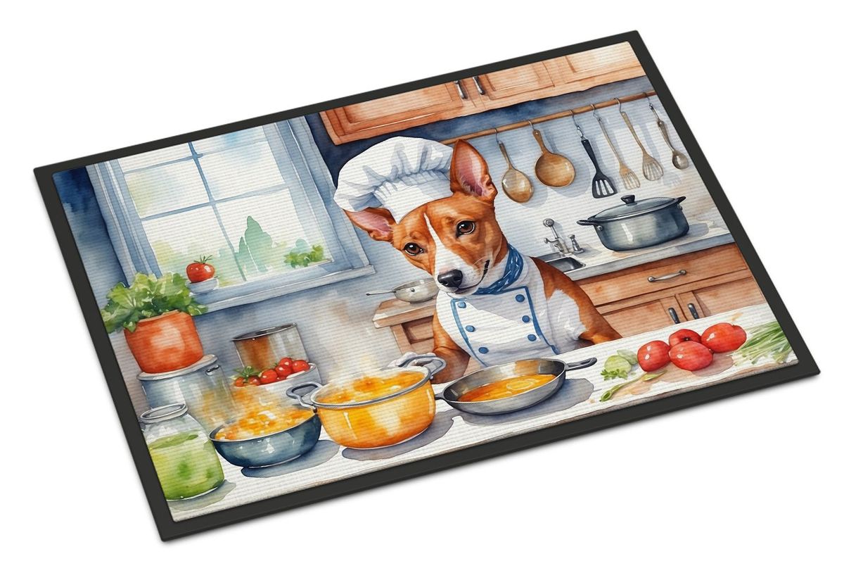 Basenji The Chef Doormat Front Door Mat Indoor Outdoor Rugs For Entryway, Non Slip Washable Low Pile, 24H X 36W_maomaolike.com