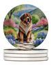 Tibetan Mastiff Spring Path Large Sandstone Coasters Pack Of 4 Absorbent Round Coasters Decor Gifts For Men Or Women, 4 In, Multicolor_maomaolike.com