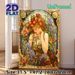 Art Nouveau Floral Maiden Painting Poster, Vibrant Stained-Glass Style Poster, Graceful Maiden Surrounded By Vivid Blooms, Elegant Decorative Artwork_maomaolike.com