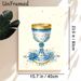 Chalice Themed Painting Poster, Exquisite Blue & Gold Vintage Patterned Chalice With Floral Accents Poster, Elegant Decorative Piece Ideal For Living_maomaolike.com