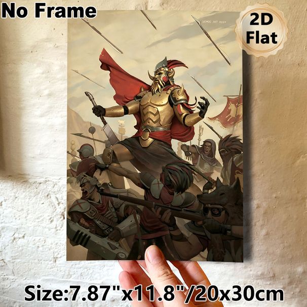 Warrior Battle Themed Painting Poster, Epic Fantasy Battle Scene Poster, Dramatic Combat Artwork Ideal For Game Room, Home Wall Display_maomaolike.com