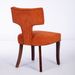Set Of 2 Mid Century Modern Dining Chairs, Upholstered Farmhouse Accent Chairs With Curved Backrest And Copper Nail Trim, Hardwood Frame, Orange Linen Fabric_maomaolike.com