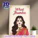 Indian Traditional Jhumka Themed Painting Poster, Vibrant Illustrated Indian Lady With Ornate Jewelry & Sari Poster, Cultural Decor Accent For Living_maomaolike.com
