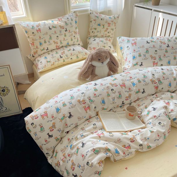 Wholesale INS Fresh Children's Princess Pure Cotton Four-Piece Girly Cute Style All-Cotton Twill 4-Piece Bedding Set_maomaolike.com