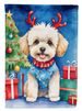 Maltipoo Christmas Reindeer House Flag Large Porch Sleeve Pole Decorative Outside Yard Banner Artwork Wall Hanging, Polyester, House Size, Multicolor_maomaolike.com