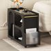 Mobile End Table With Lockable Wheels, Narrow Coffee Table With 5mm Thick Fluted Tempered Glass, Modern Nightstand With Golden Round Rod, Living Room, 31.5''W X11.8''D X 23.1''H_maomaolike.com