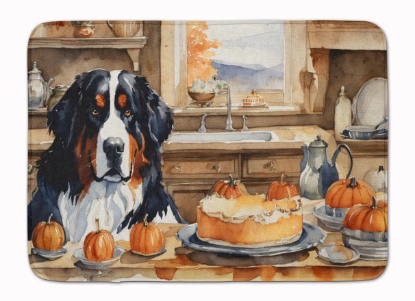 Bernese Mountain Dog Fall Kitchen Pumpkins Memory Foam Kitchen Mat Machine Washable Anti-Fatigue Mat Cushion Comfort Bath Mat Or Kitchen Rug_maomaolike.com