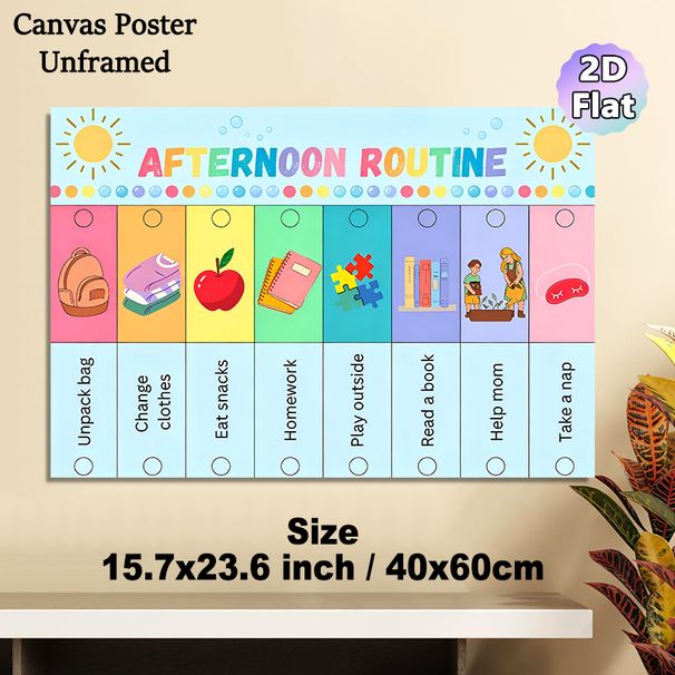 Afternoon Routine Painting Poster, Vibrant Cartoon-style Daily Afternoon Task Checklist Poster, Clear Visual Guide To Organize Afternoon Activities_maomaolike.com