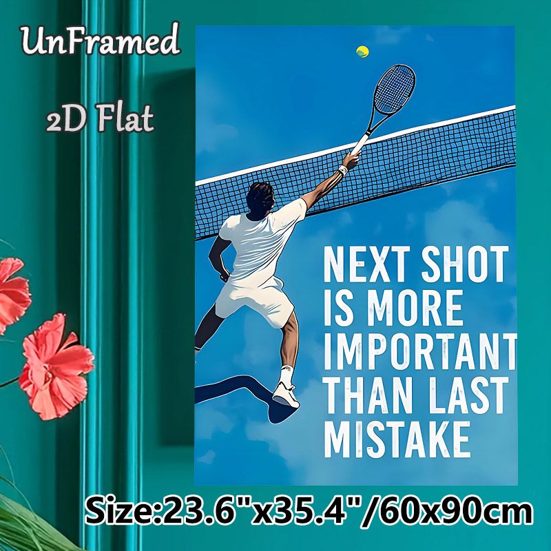 Tennis Motivational Painting Poster, Vibrant Stylized Tennis Player Scene Poster, Inspirational Quote To Boost Motivation, Ideal For Gym, Sports Room_maomaolike.com