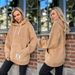 Women's flannel loose hooded long-sleeved pullover plush sweatshirt_maomaolike.com