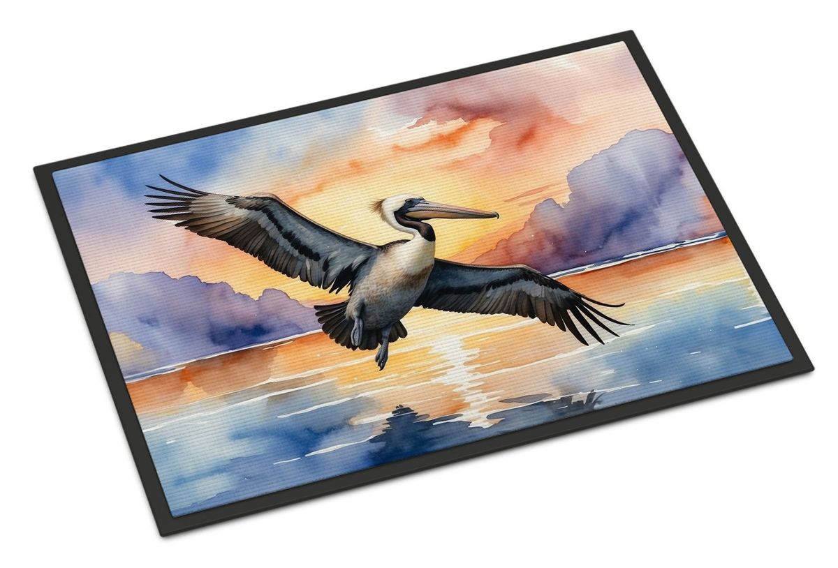 Pelican Fyling At Sunrise Doormat Front Door Mat Indoor Outdoor Rugs For Entryway, Non Slip Washable Low Pile, 24H X 36W_maomaolike.com