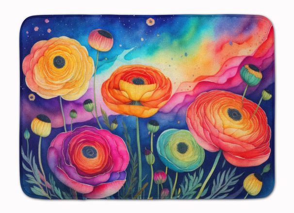 Ranunculus In Color Memory Foam Kitchen Mat Machine Washable Anti-Fatigue Mat Cushion Comfort Bath Mat Or Kitchen Rug_maomaolike.com