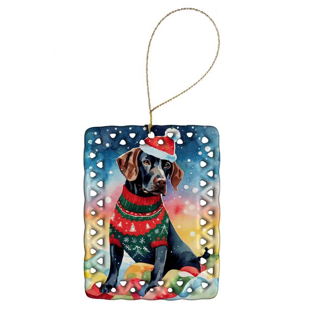 German Shorthaired Pointer Christmas Porcelain Ornament Christmas Tree Hanging Decorations For Home Christmas Holiday, Rectangle, Gift, Multicolor_maomaolike.com