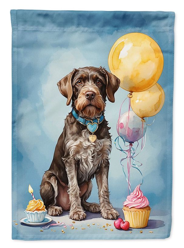 German Wirehaired Pointer Happy Birthday Garden Flag Mailbox Flag Decorative Yard Flag Banner Outside Patio Artwork Yard Flower Beds, Garden Size, Multicolor_maomaolike.com