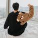 Men's Clothing Factory direct sales men's autumn and winter long sleeved lamb wool embroidery flocking cute little bear loose lazy style sweater men_maomaolike.com
