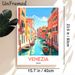 Venice Canal Themed Painting Poster, Vibrant Flat-style Colorful Waterway With Boats & Mediterranean Buildings Poster, Brings Warm Travel-inspired_maomaolike.com