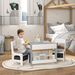3pc Kids Table And Chair Set With Reversible Tabletop Blackboard, Storage & Bookshelves, Gray_maomaolike.com