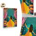 Indian Traditional Dance Painting Poster, Vibrant Colorful Festive Celebration Scene Poster, Captivating Cultural Artwork Ideal For Living Room_maomaolike.com